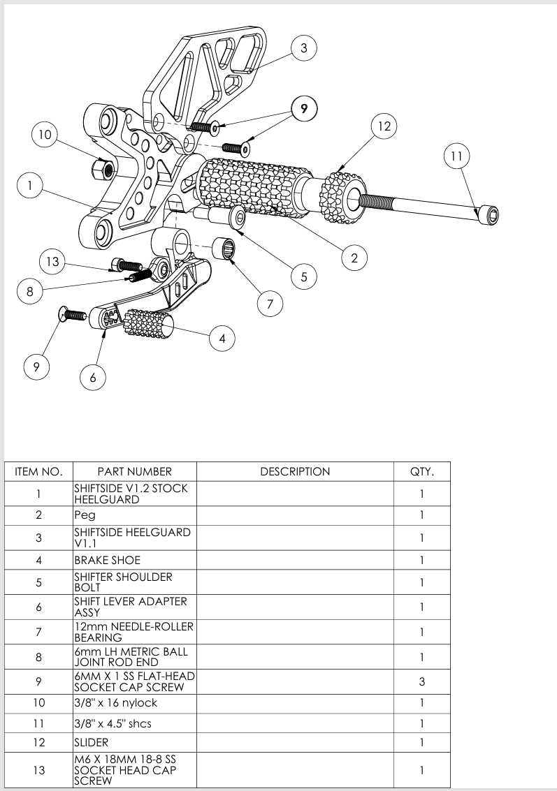 Kawasaki ZX6R/636 Rear Set Replacement Parts 2005-2018 (LEFT SIDE) Kawasaki ZX6R/636 Rear Set Replacement Parts 2005-2018 (LEFT SIDE)