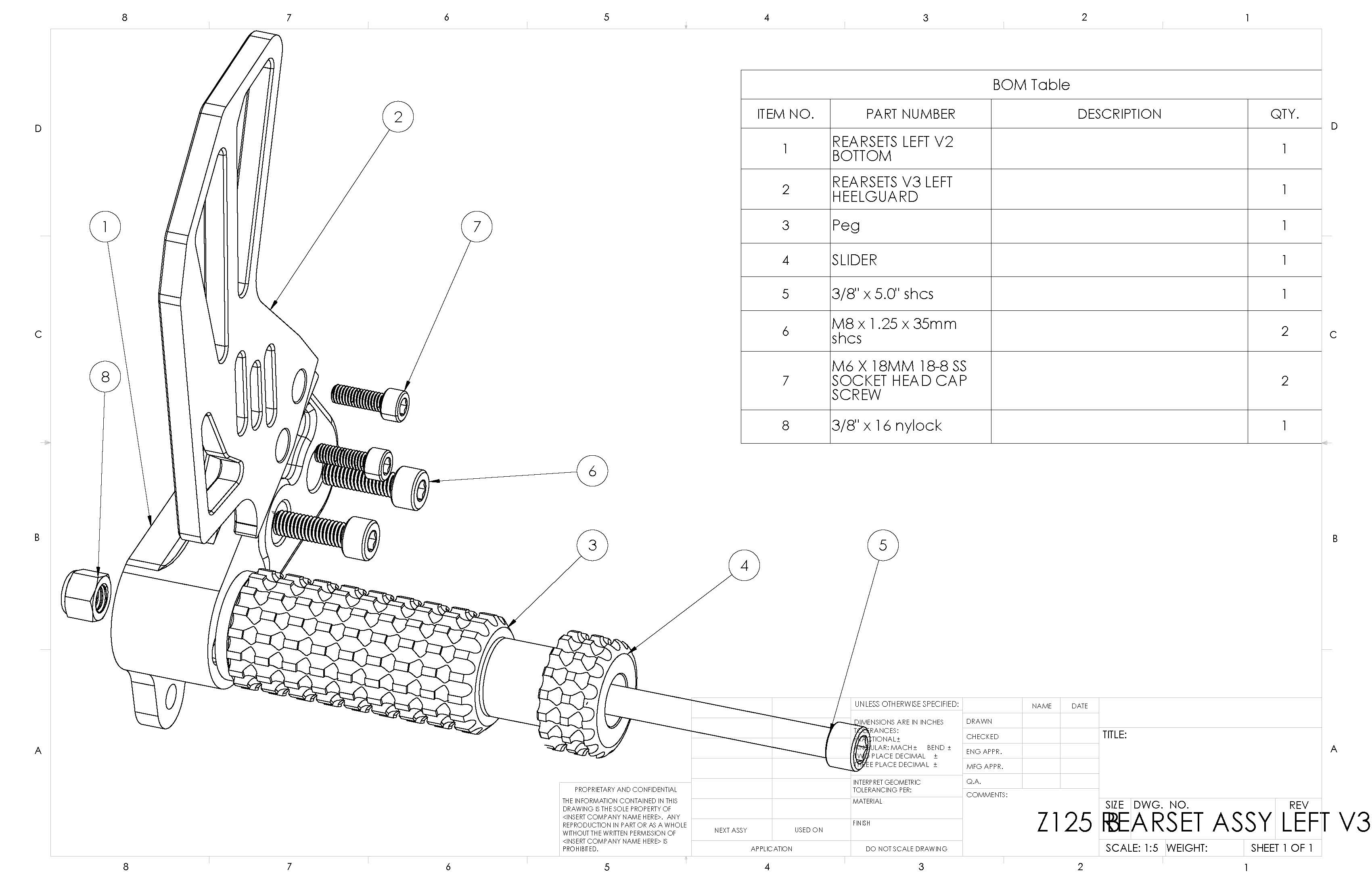 Kawasaki Z125 Rear Set Replacement Parts (LEFT SIDE)