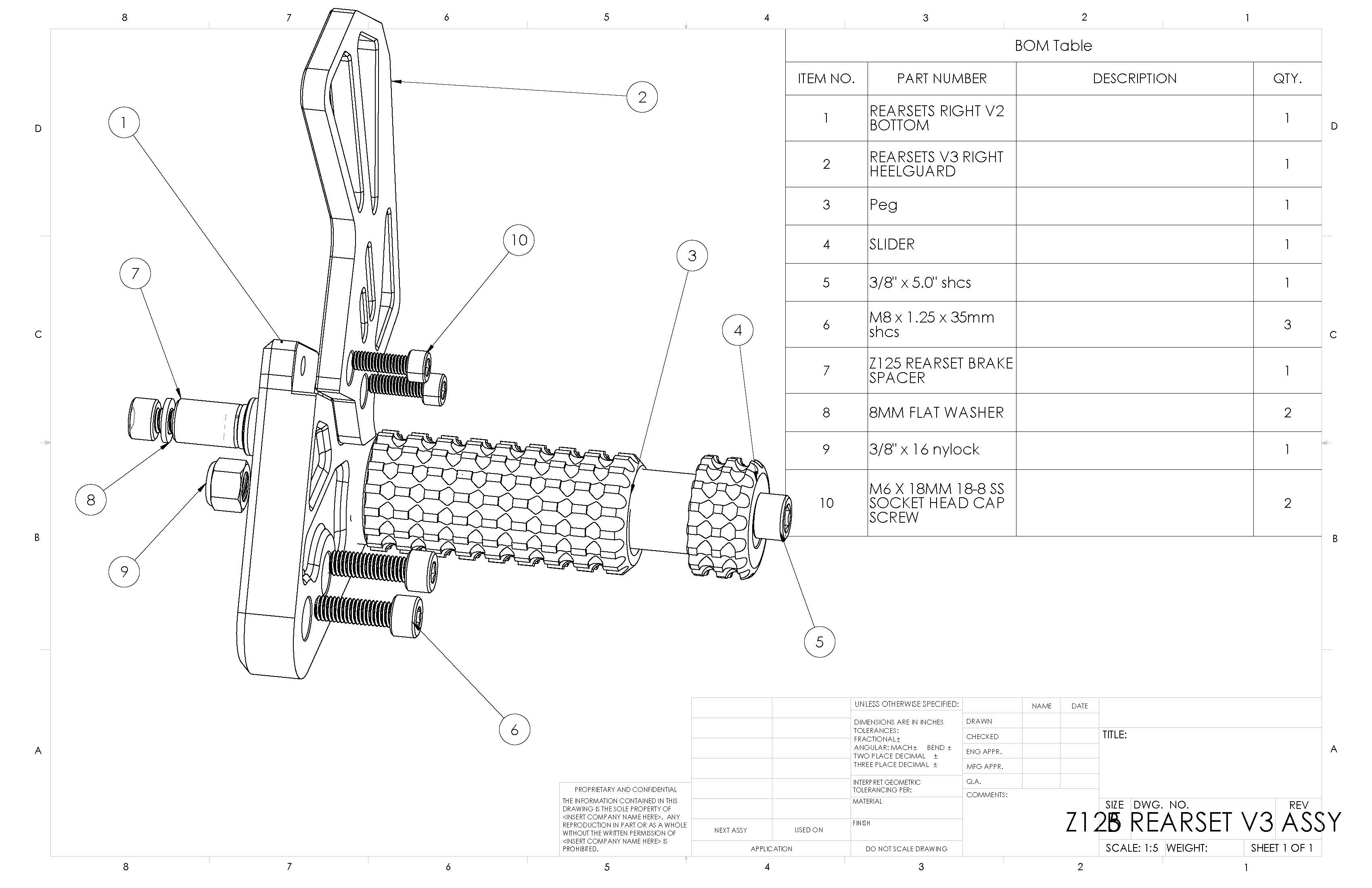 Kawasaki Z125 Rear Set Replacement Parts (RIGHT SIDE)